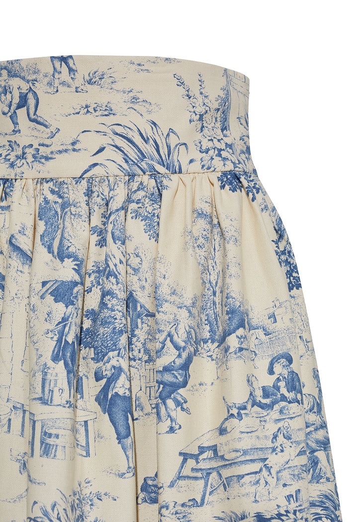 The Brigitte Skirt in Blue Toile