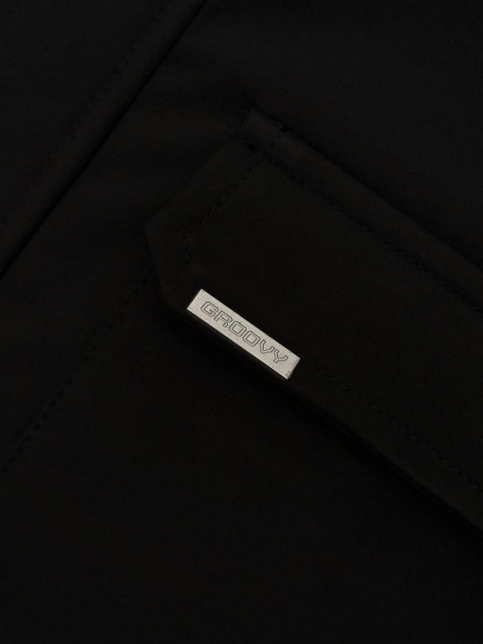 Black Coach Jacket Male Model Side View Outerwear – GROOVY Pakistan