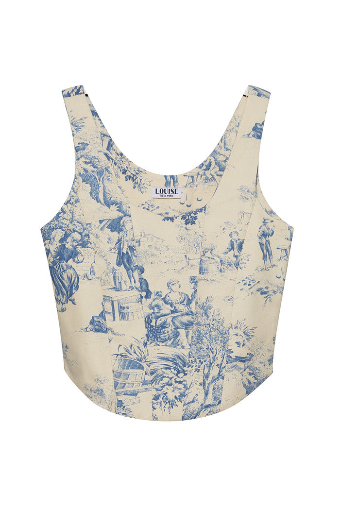 The Emma Corset in Blue Toile