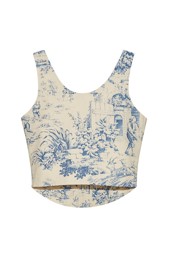 The Emma Corset in Blue Toile