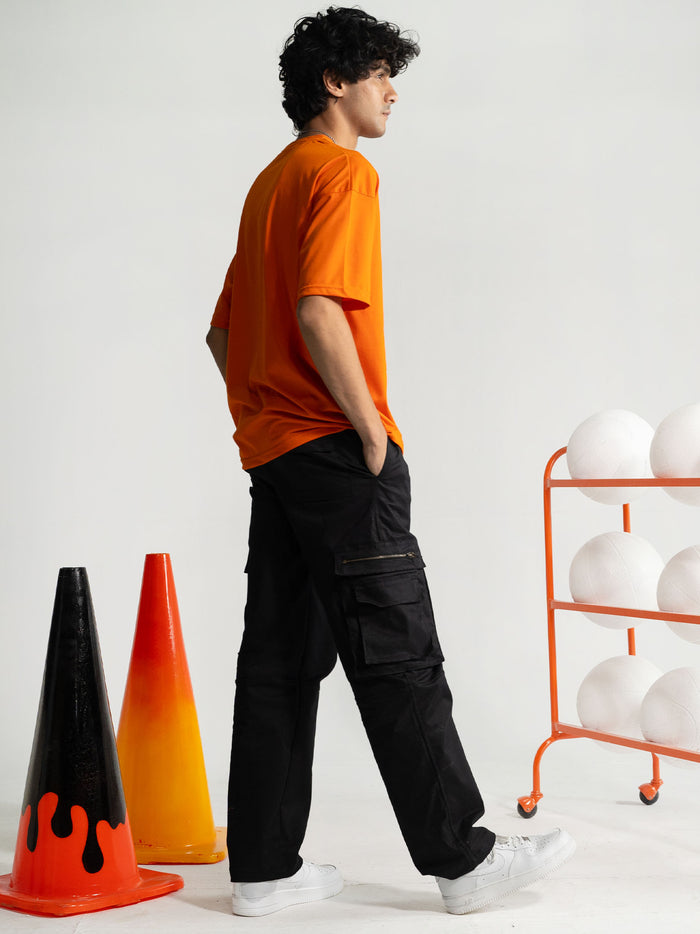 Racing Orange Tee Female Model Back View – The Final Dance – GROOVY Pakistan