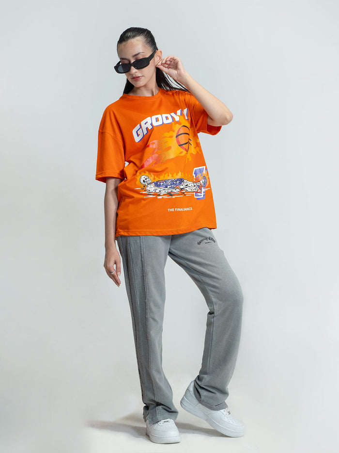 Racing Orange Tee Couple Lifestyle Shot – The Final Dance – GROOVY Pakistan