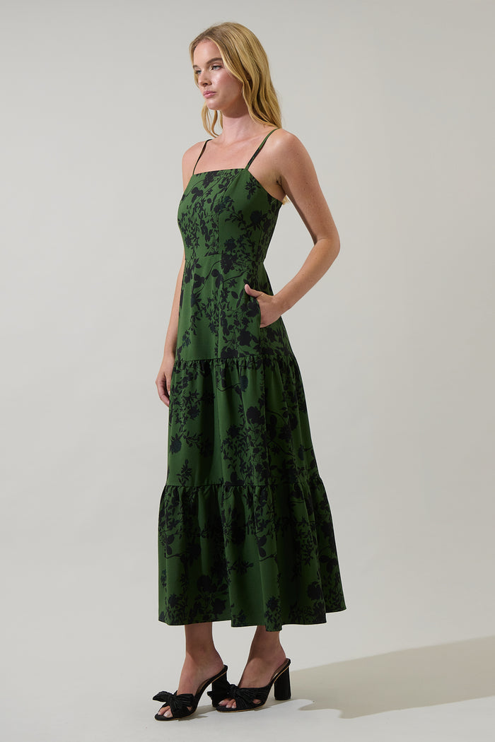 Tindrie Floral Alvis Tiered Maxi Dress