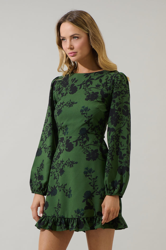 Tindrie Floral Ruffle Flounce Mini Dress