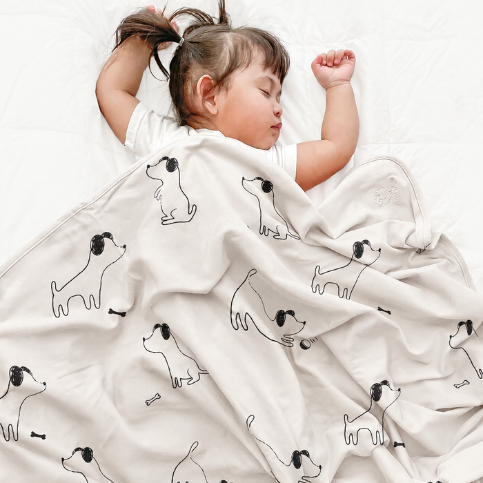Toddler Blanket, 4 Season® Merino Wool & Organic Cotton Blanket, 52.5" x 40", Puppy