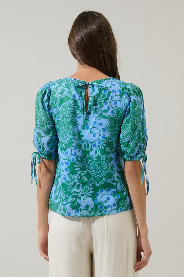 Tressa Floral Kareli Puff Sleeve Top