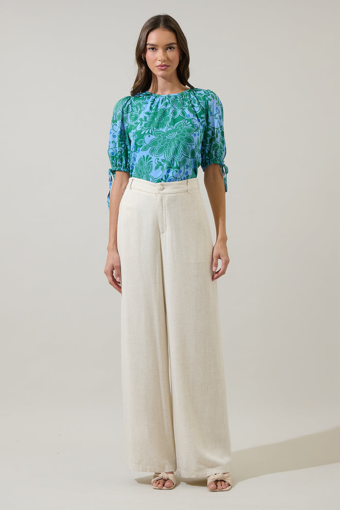 Tressa Floral Kareli Puff Sleeve Top