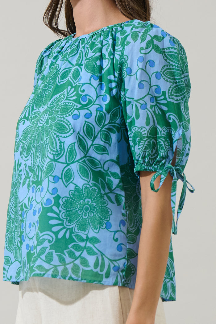 Tressa Floral Kareli Puff Sleeve Top