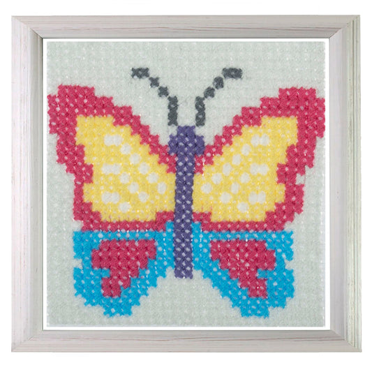 Trimits Counted Cross Stitch Kit Butterfly, 6-Count Binca Fabric, Includes Pre-Sorted Threads, Needle, Instructions in English, French,...