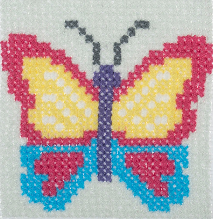 Trimits Counted Cross Stitch Kit Butterfly, 6-Count Binca Fabric, Includes Pre-Sorted Threads, Needle, Instructions in English, French,...