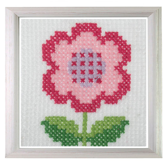 Trimits Counted Cross Stitch Kit Flower, 6-Count Binca Fabric, Includes Pre-Sorted Threads, Needle, Instructions in English, French, Ge...
