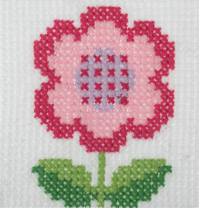 Trimits Counted Cross Stitch Kit Flower, 6-Count Binca Fabric, Includes Pre-Sorted Threads, Needle, Instructions in English, French, Ge...
