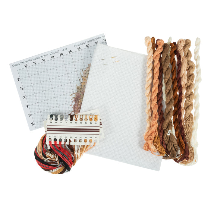 Trimits Counted Cross Stitch Kit Large: Dog, 36x36cm, Includes Aida Fabric, Pre-Sorted Threads, Needle, Personalizing Alphabet, Instruc...
