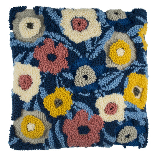 Trimits Punch Needle Kit Cushion: Modern Floral, 36x36cm, Includes Punch Needle Tool, Yarn, Fabric, Cushion Back, Instructions in Engli...