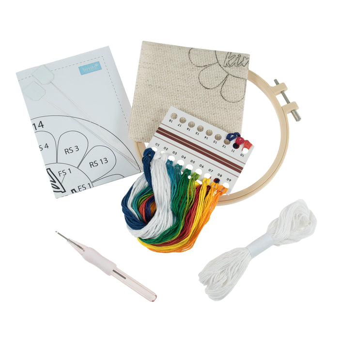 Trimits Punch Needle Kit Floss and Hoop: Be Kind, 15.2cm Diameter, Includes Embroidery Floss, Hoop, Fabric, Punch Needle, Instructions...