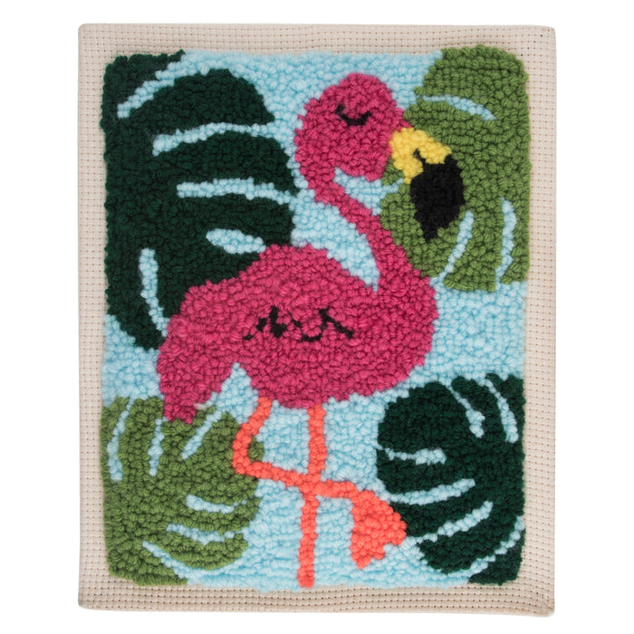 Trimits Punch Needle Kit Floss and Hoop: Flamingo, 15.2cm Diameter, Includes Embroidery Floss, Hoop, Fabric, Punch Needle, Instructions...