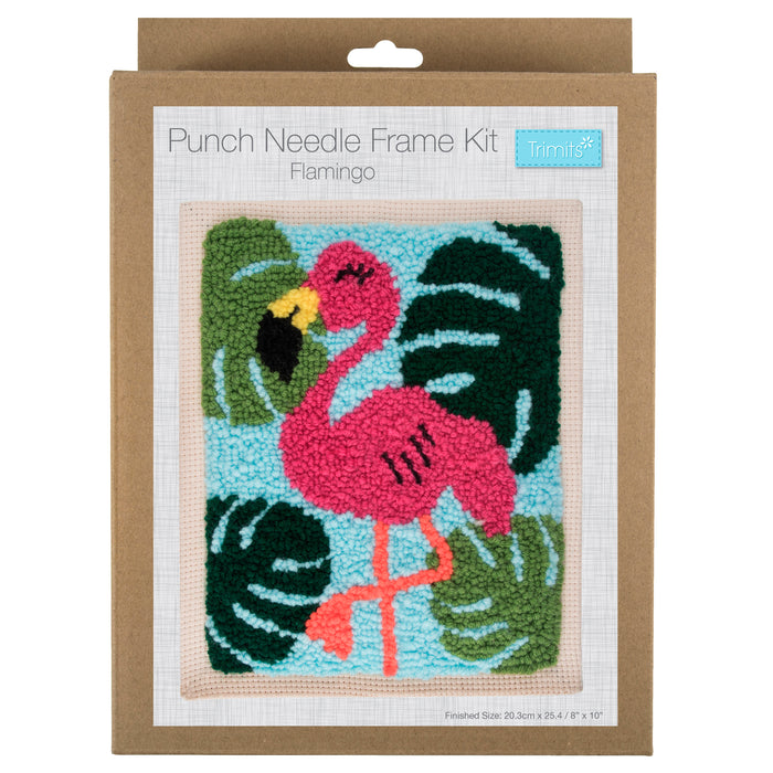 Trimits Punch Needle Kit Floss and Hoop: Flamingo, 15.2cm Diameter, Includes Embroidery Floss, Hoop, Fabric, Punch Needle, Instructions...