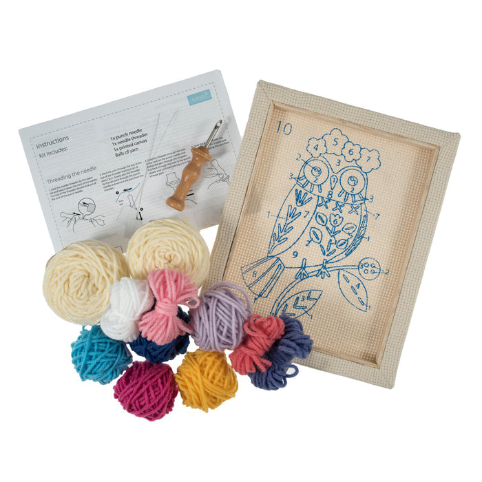 Trimits Punch Needle Kit Floss and Hoop: Owl, 15.2cm Diameter, Includes Embroidery Floss, Hoop, Fabric, Punch Needle, Instructions in E...