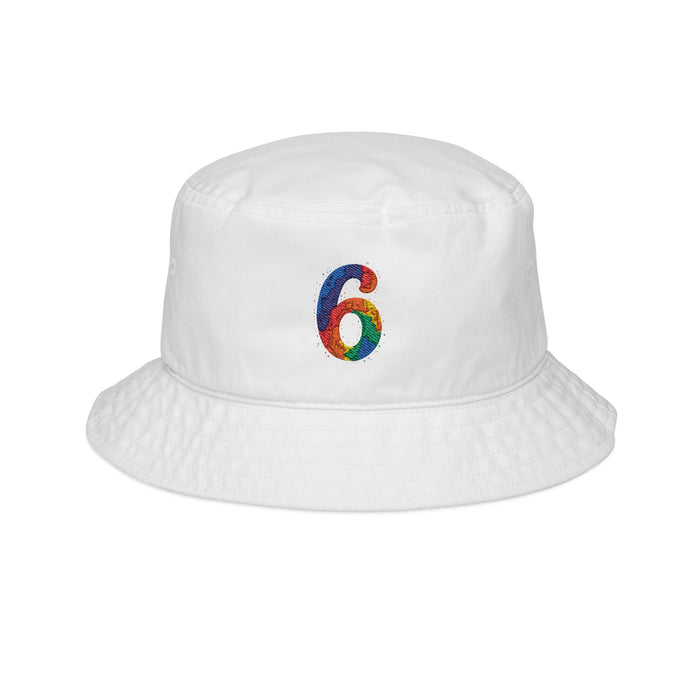 Colorful trucker cap for kids featuring rainbow stripes, cotton twill front, polyester mesh back, snapback and 2.25-inch brim