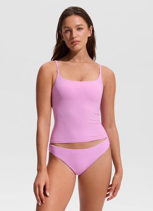 CRZ YOGA Women's Swimwear U Neck Twist Back Tankini Top Vita Pink