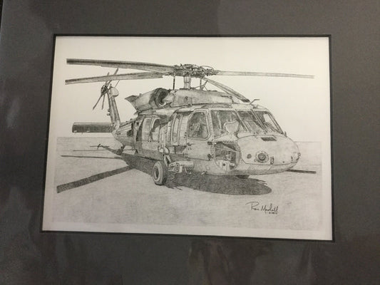 UH-60 Black Hawk Matted Print by Ron Marshall