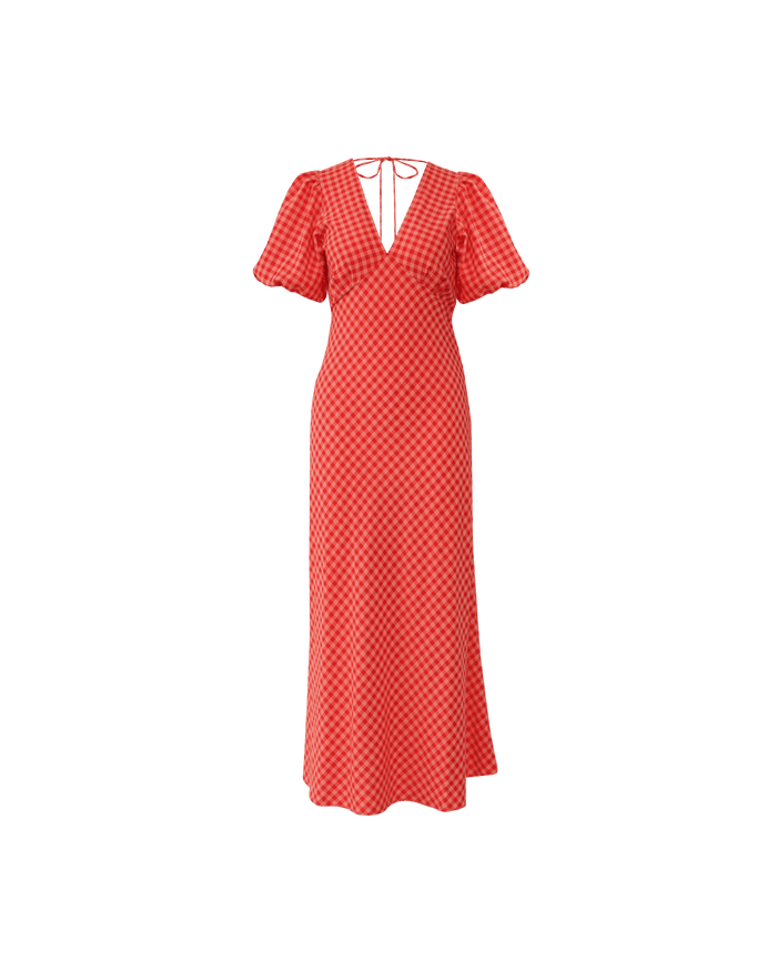UMA DRESS STRAWBERRY PEACH GINGHAM