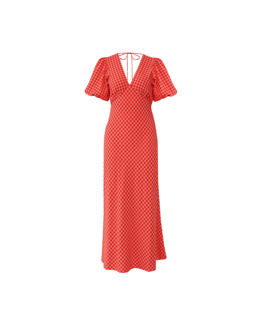 UMA DRESS STRAWBERRY PEACH GINGHAM