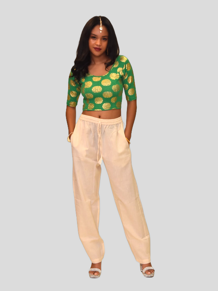 Unisex Cotton Macaroon Cream Straight  pants