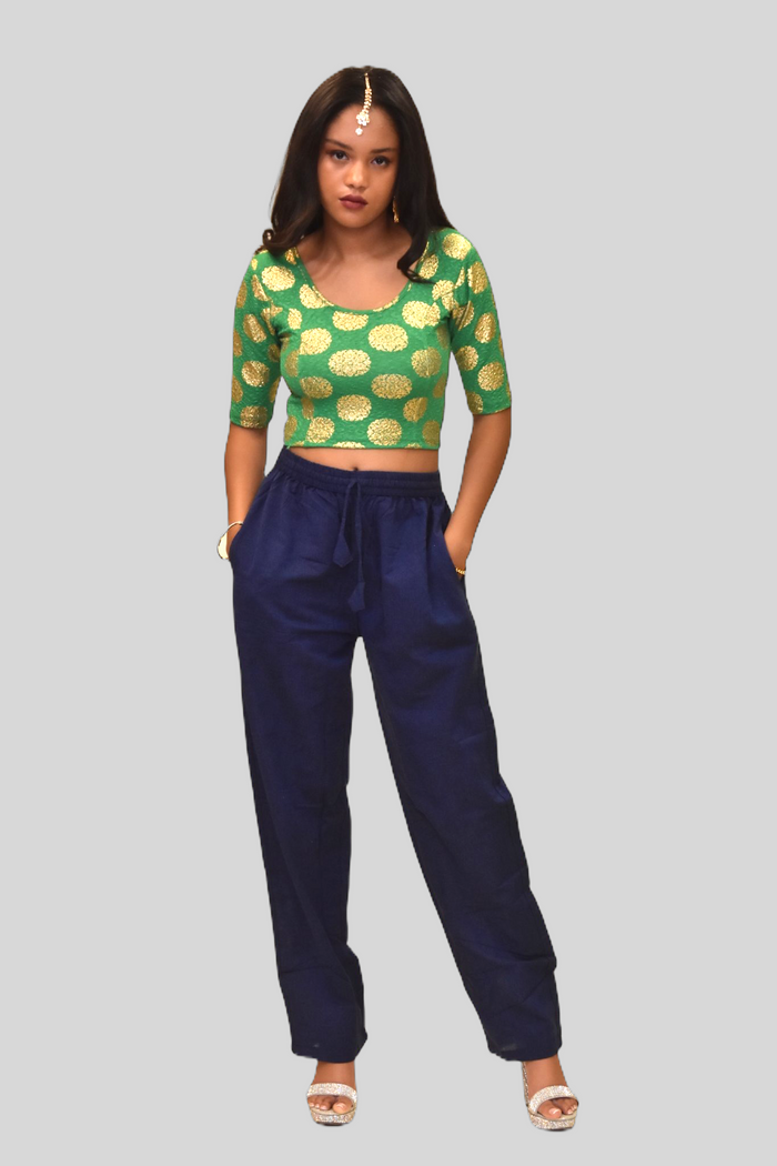 Unisex Cotton Space Blue Straight  pants