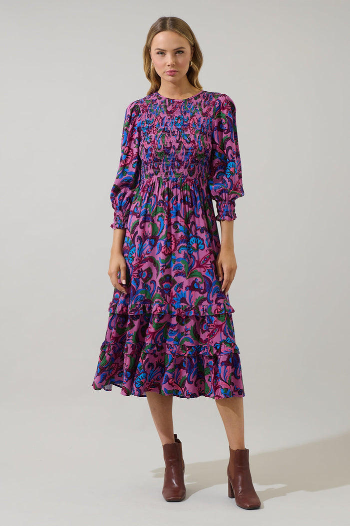 Valier Floral Ludlow Smocked Midi Dress