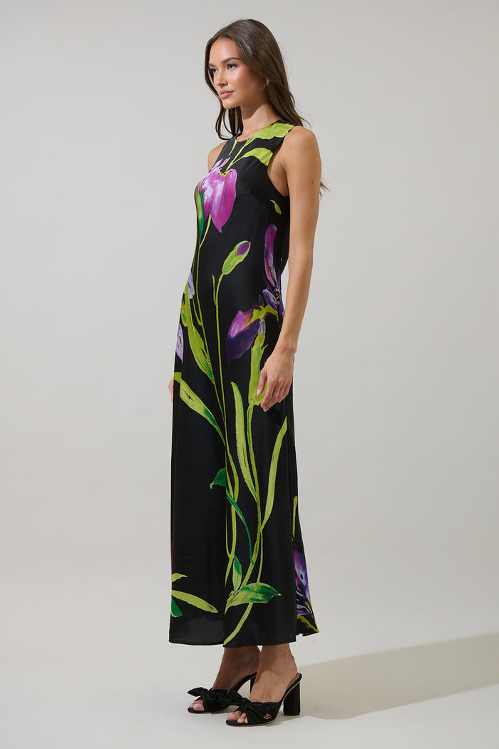 Varkey Floral Saisha Satin Midi Dress