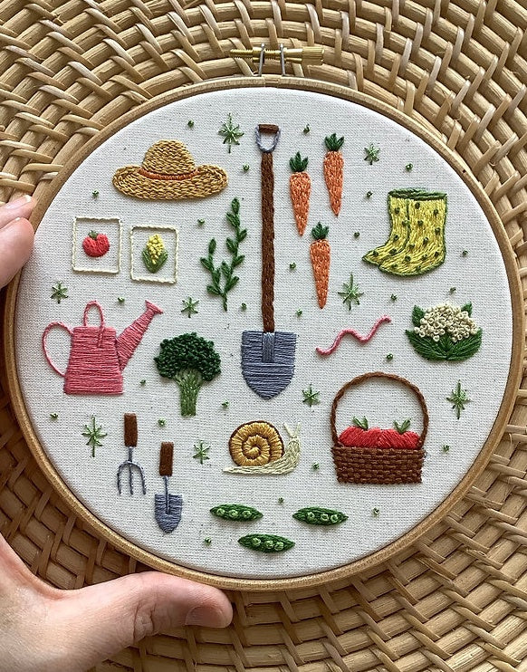 Veggie Garden Embroidery Kit, EmBeaRoidery
