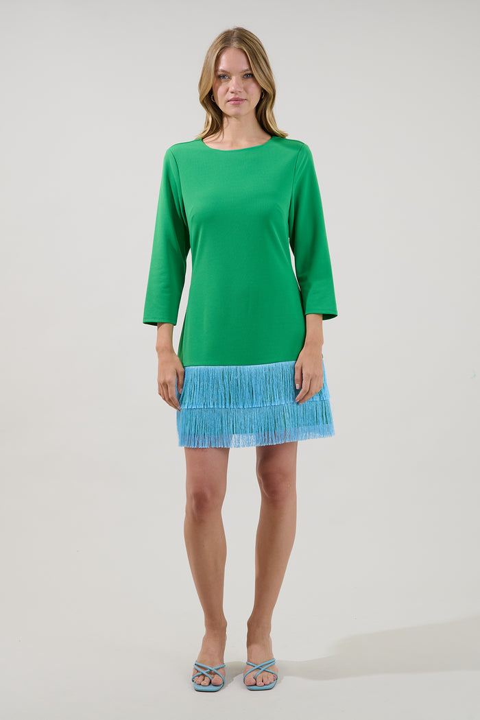 Venetia Fringe Long Sleeve Mini Dress