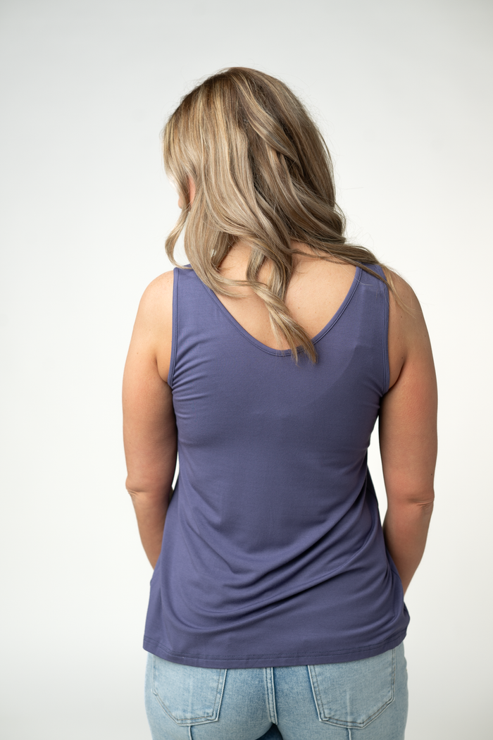 Vera V Neck Tank - Slate Purple by Michelle Mae