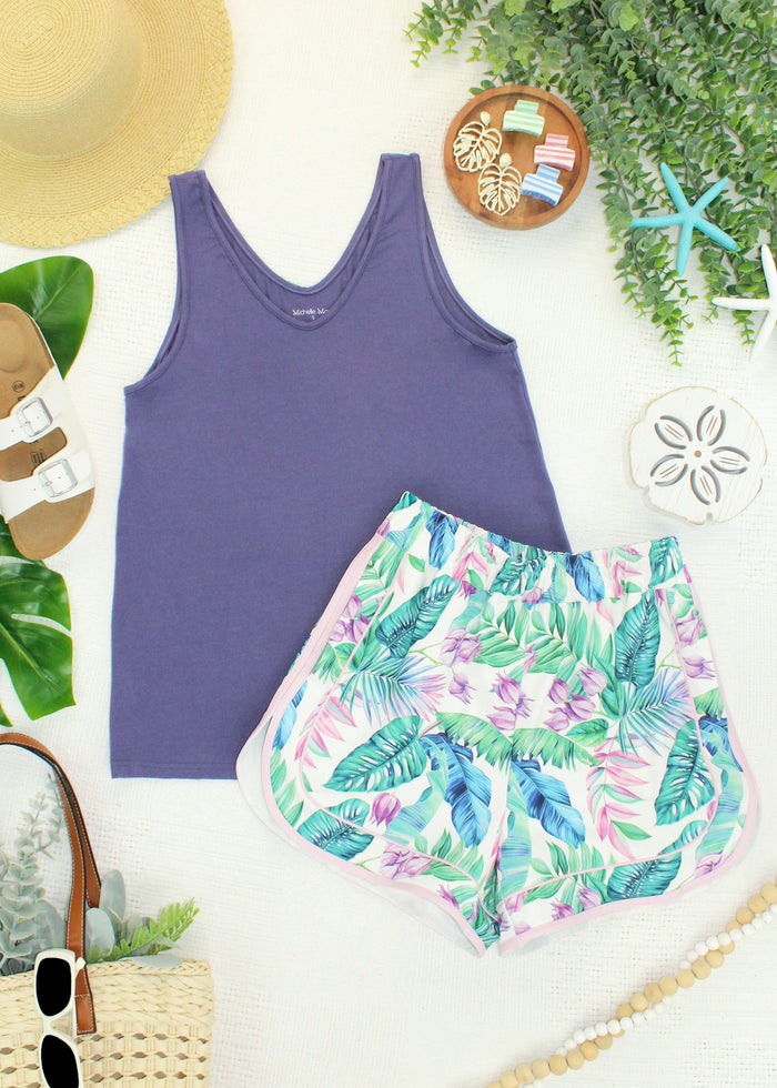 Vera V Neck Tank - Slate Purple by Michelle Mae