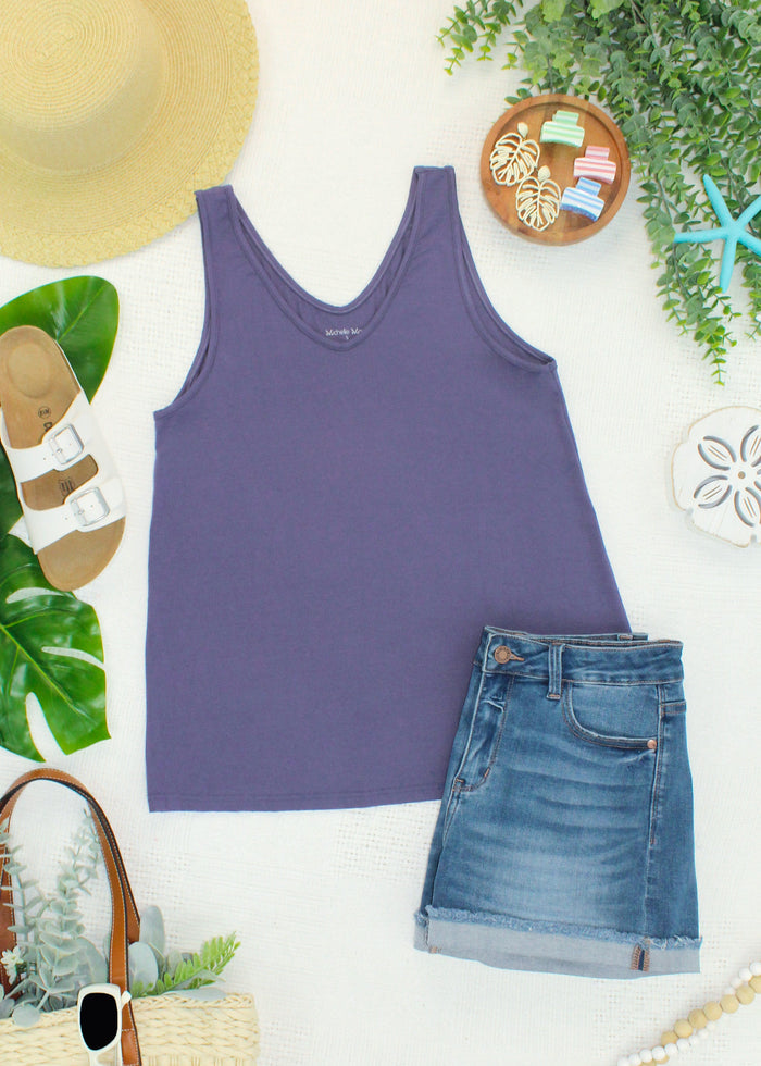 Vera V Neck Tank - Slate Purple by Michelle Mae