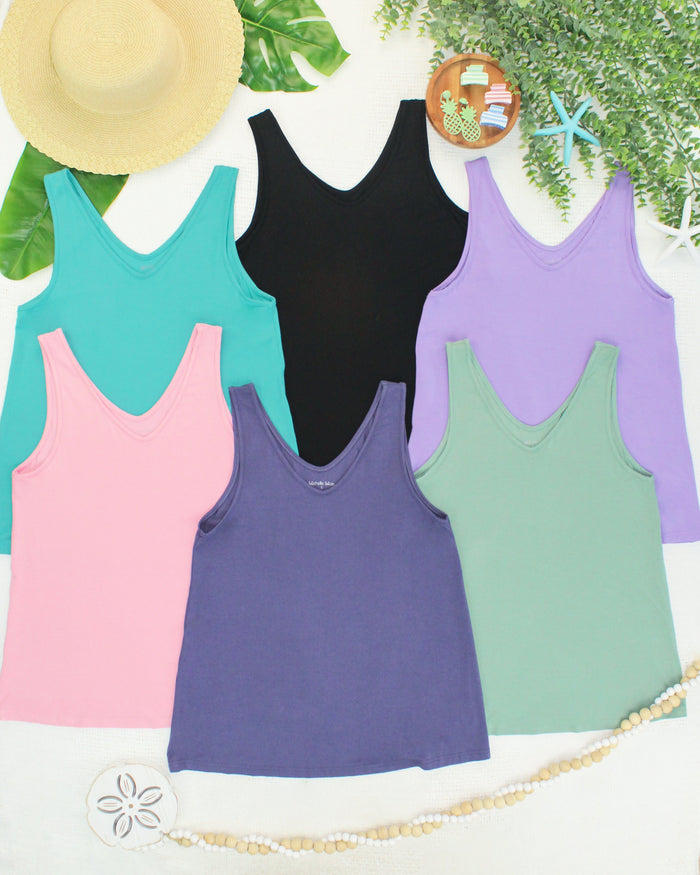 Vera V Neck Tank - Slate Purple by Michelle Mae
