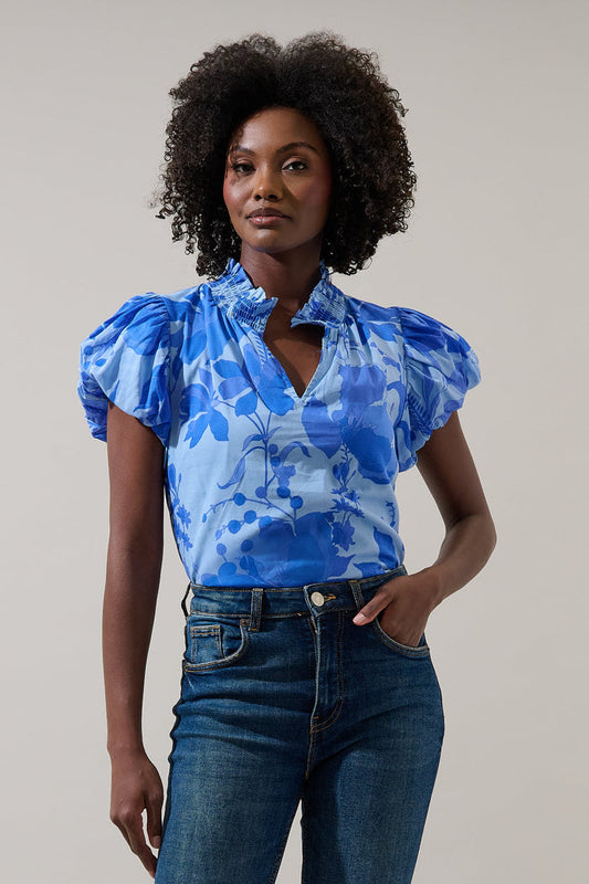 Veran Floral Poly Smocked Top