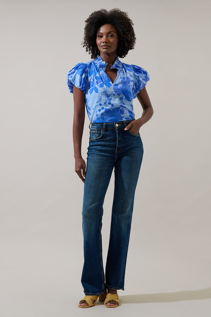 Veran Floral Poly Smocked Top