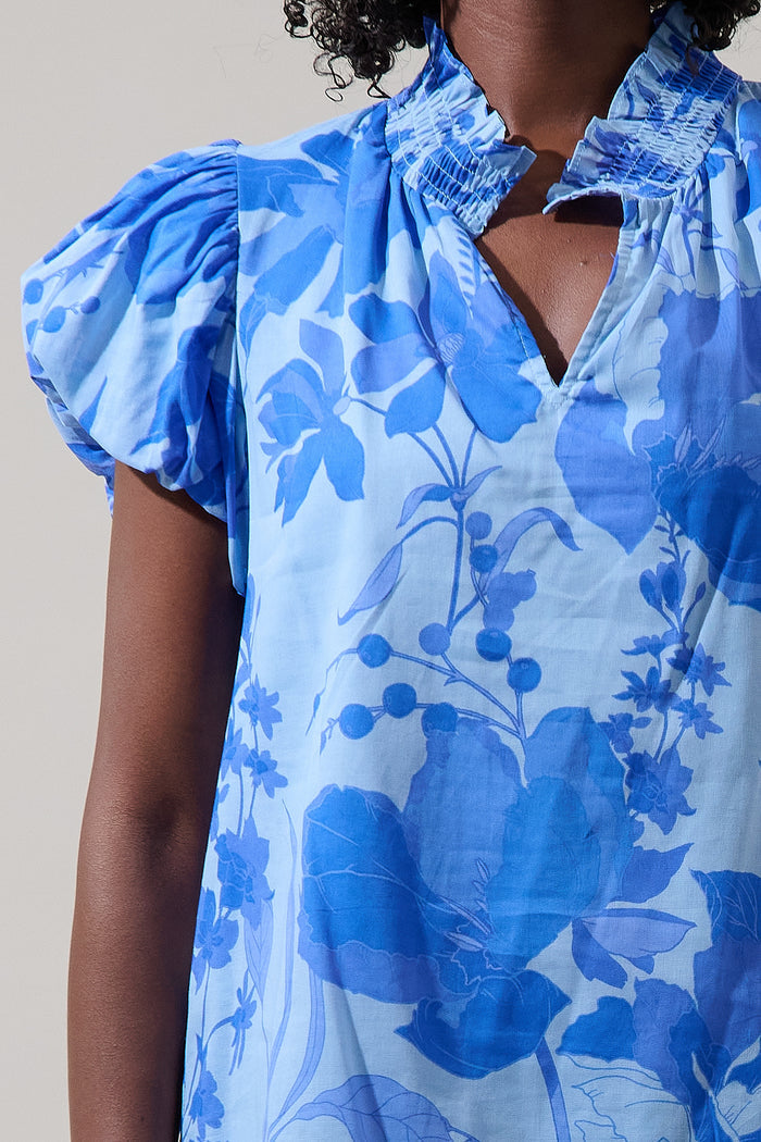 Veran Floral Poly Smocked Top