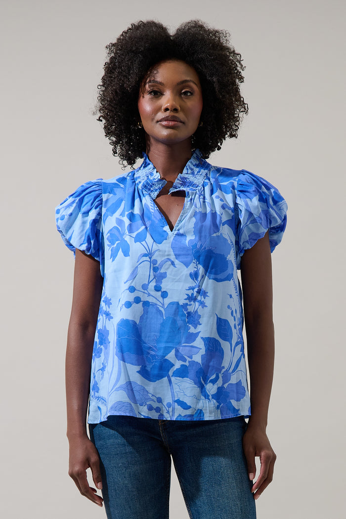 Veran Floral Poly Smocked Top