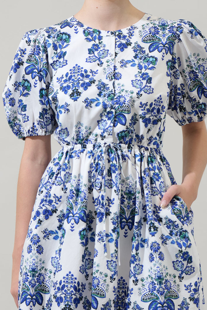 Viara Floral Alba Puff Sleeve Mini Dress