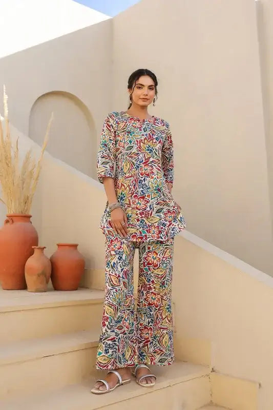 Vibrant Floral Cotton Loungewear Set