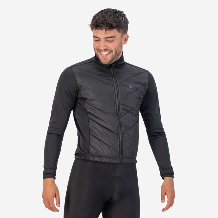 Rogelli Wadded II fietsjack heren zwart gedragen voorkant.