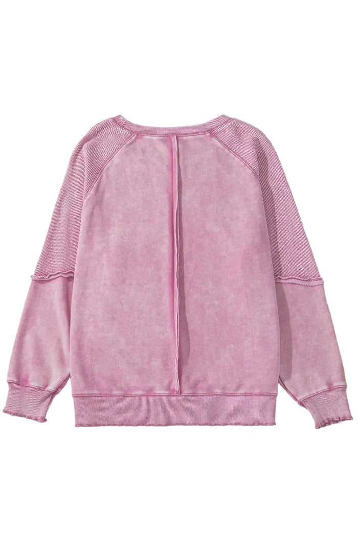 Shop Waffle Patchwork Raglan Sleeve Sweatshirt at eAura