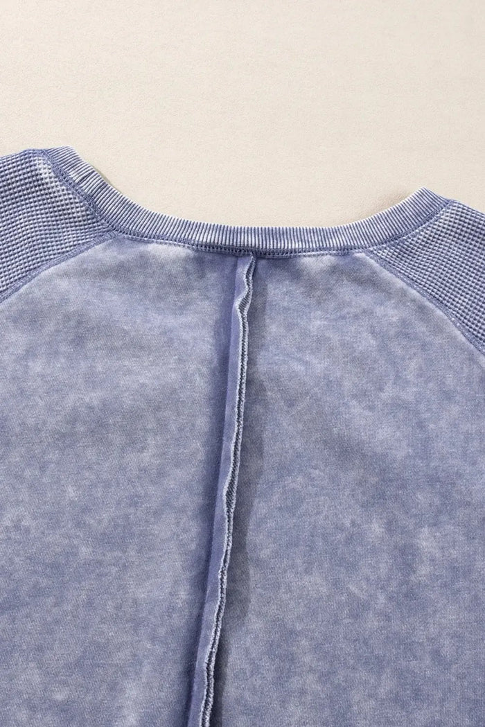 Shop Waffle Patchwork Raglan Sleeve Sweatshirt at eAura