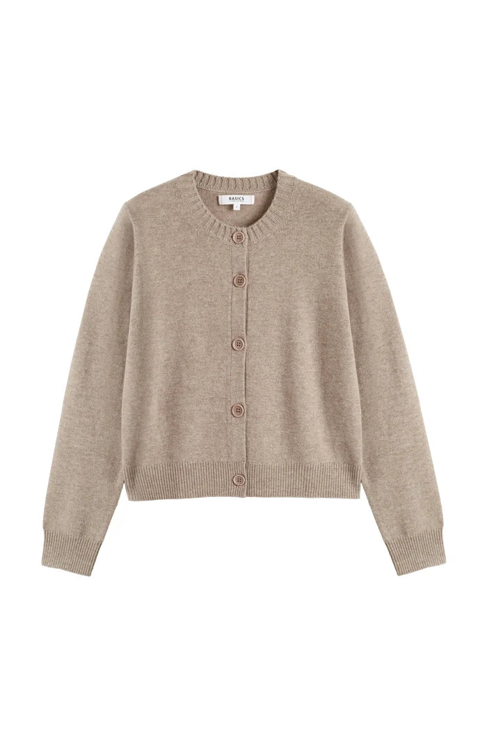 Beige cardigan on a white background