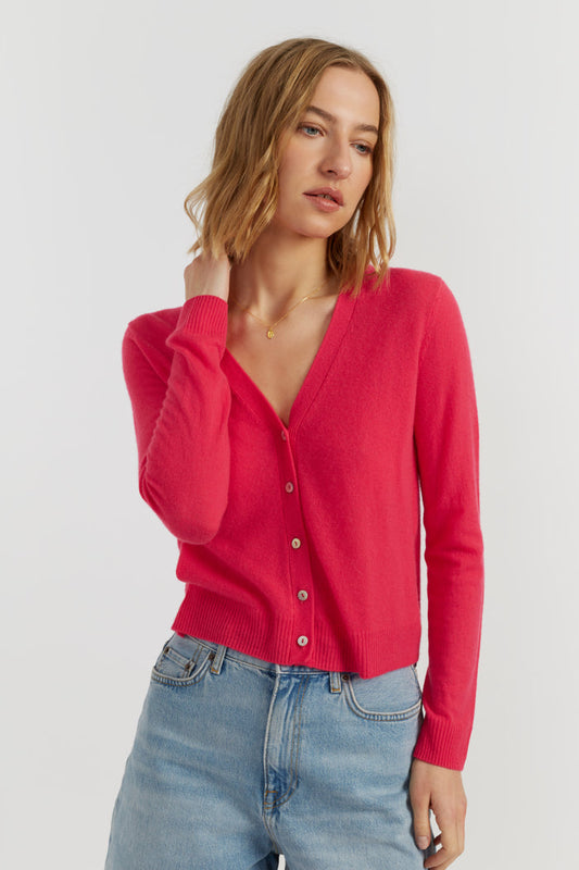 Watermelon-Pink Air Pure Cashmere Cardigan