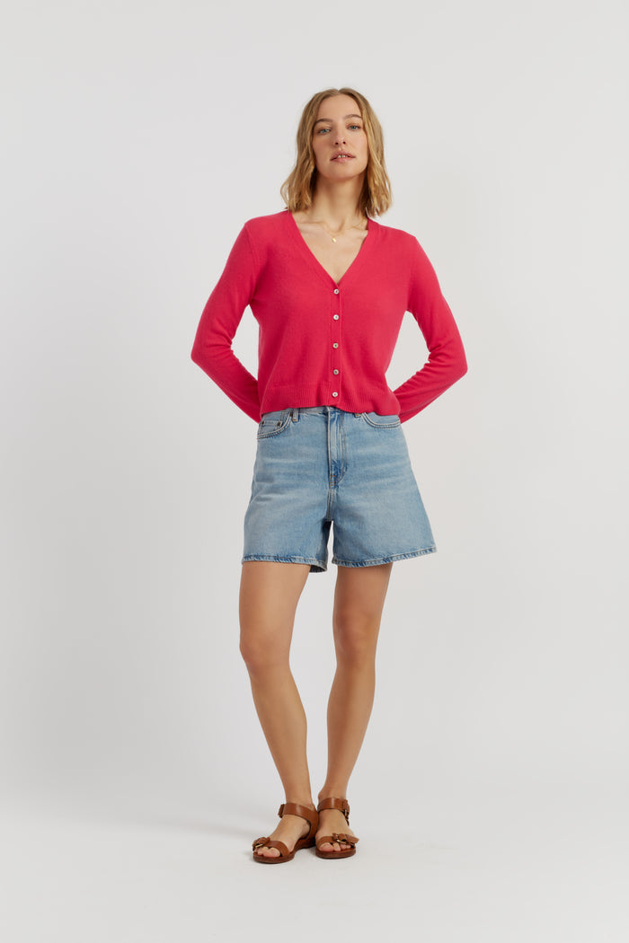 Watermelon-Pink Air Pure Cashmere Cardigan