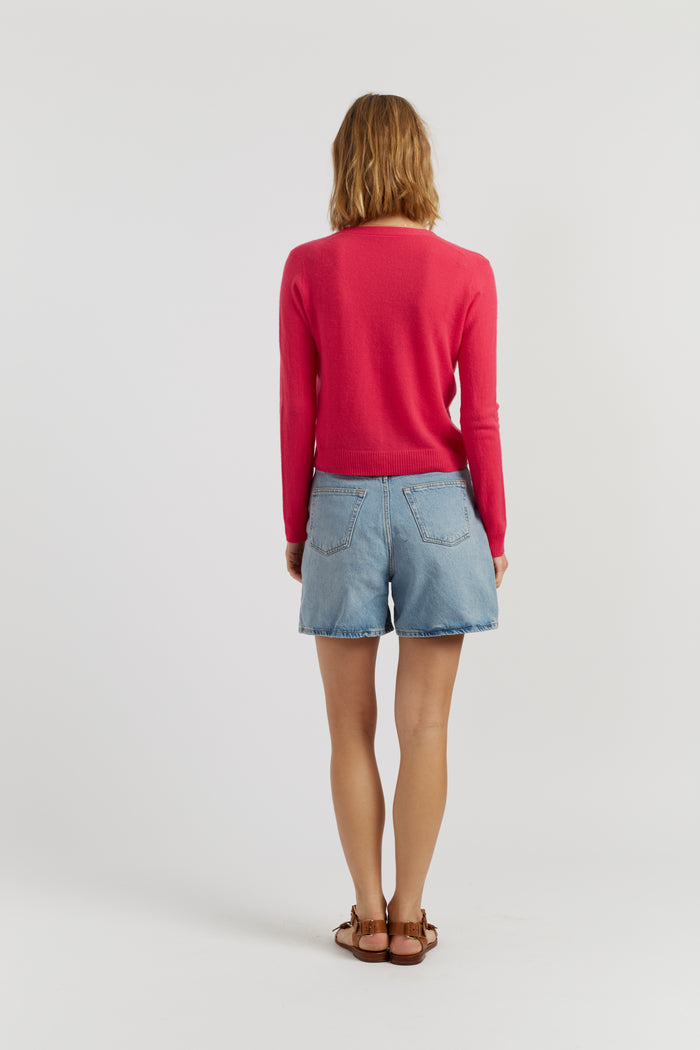 Watermelon-Pink Air Pure Cashmere Cardigan